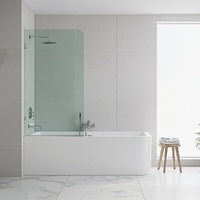 70cm Frameless Glass Bath Screen with U-Brackets - Gunmetal