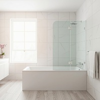 120cm Frameless Glass Bath Screen – Brass F-Brackets in Black for Stylish Bathroom Upgrade