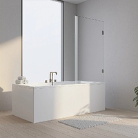 70cm Frameless Swing Bath Screen – Brushed Nickel Hardware with Stainless steel hinge for Modern Bathrooms