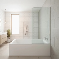 70cm Frameless Glass Bath Screen – Modern Wall Channel in Gunmetal for Stylish Bathroom Upgrade