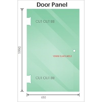 100x70cm Corner Frameless Shower Screen with Chrome F-Brackets and SS Hinges, Square Knob Handle