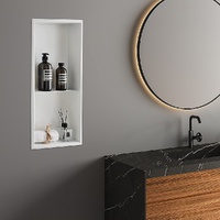 Brienz 641x336x101mm Shower Niche Double Shelf White Organizer