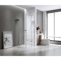100x120cm Double Door Corner Shower Screen with Nickel Brackets and SS Hinges, Round Knob Handle