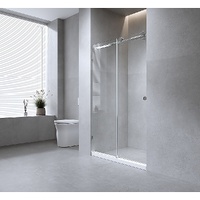 Della Francesca 120cm Frameless Glass Sliding Shower Door Gold Rail Wall Channel