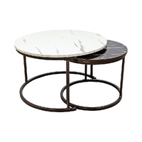 Randy & Travis Machinery Round Marble Coffee Table Nesting Design
