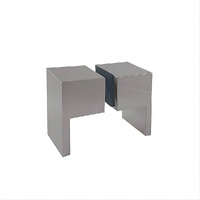 Brass Shower Door Square Double Pull Handle in Nickel