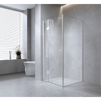 100x100cm Corner Frameless Shower Screen – Chrome Wall Channel with SS Hinges for Modern Bathroom Style