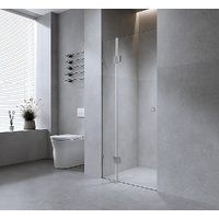 Della Francesca 120cm Frameless Shower Screen Gold F-Brackets Floor Bracket