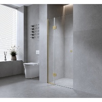 100cm Wall to Wall Frameless Shower Screen – Black Wall Channel and Floor Channel with SS Hinges for Contemporary Style