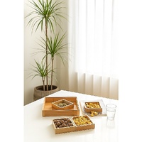 Randy & Travis Machinery Square Bamboo Snack Serving Tray Eco-Friendly
