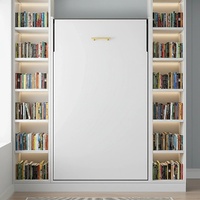 Palermo Single Wall Bed White Gloss Murphy Bed with Gold Handle