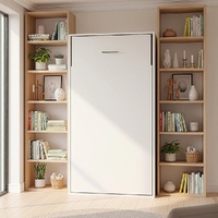 Palermo Single Wall Bed White Gloss Murphy Bed with Gold Handle