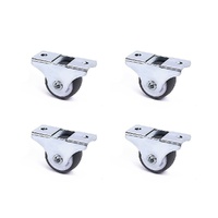 Randy & Travis Machinery Mini Fixed Caster Wheels Rubber Low Profile Set 4