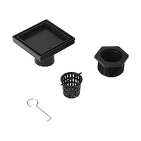 Della Francesca 15x15cm Square Shower Drain Tile Insert Black Stainless Steel