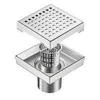 Della Francesca 15x15cm Square Shower Drain Grid Grate Chrome Hair Strainer