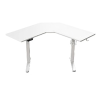 Randy & Travis Machinery Sit Stand Corner Desk L-Shaped Electric Height Adjustable White