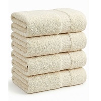 Palermo Bath Towels 500 GSM Beige Cotton Hotel Towel 4 Pack Super Absorbent