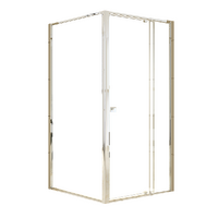 Adjustable Semi Frameless Shower Screen 98-106cm x 98-101cm With Gold Hardware For Modern Bathrooms