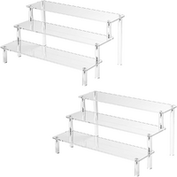 2PCS Acrylic Display Risers Stand 3 Tier Perfume Organizer Shelf Cupcake Display Holder for Figures, Collectibles & Party Decoration