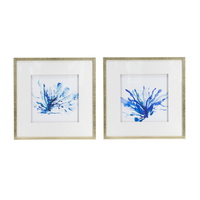 eWholesale Blue Coral Framed Wall Art Set 2 x 56cm