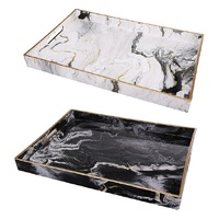 eWholesale Set 2 Marble Patterned Rectangular Trays 48cm