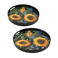 eWholesale Set 2 Sunflower Decorative Round Trays 45cm