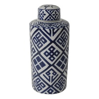 eWholesale Valora Blue & White Cylinder Jar 35cm