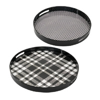 eWholesale Set 2 Plaid Round Trays 48cm Storage