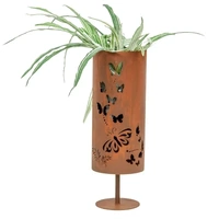 Rust Round Pillar Candle Holder 26cm