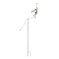 Girl w Purple Umbrella Spinner / Balancing Garden Stake 158cm
