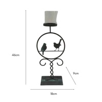 Pillar Candleholder w 2 Birds 46cm