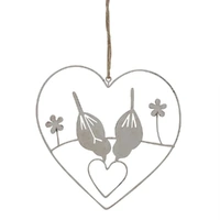 Hanging Lovebirds in Heart 15cm