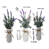 eWholesale Set 3 Artificial Lavender Glass Vase 32cm