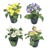 eWholesale Set 4 Artificial Flowers in Plastic Pot 7x19cm