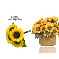 eWholesale Bulk 12 Artificial Sunflower Bunch 6 Flowers 30cm