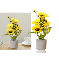 Artificial Sunflower in Cement Pot 14x27cm
