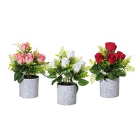 eWholesale Set 3 Artificial Rose in Pot 10x25cm