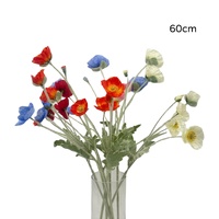eWholesale Bulk 25 Artificial Poppy Flower Stem 5 Assorted 60cm