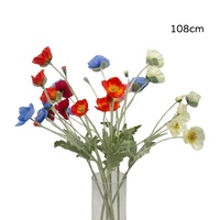 eWholesale Bulk 15 Artificial Poppy Flower Stem 5 Assorted 108cm