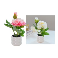 eWholesale Bulk 12 Artificial Peony Pot 23cm Assorted