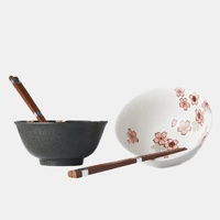 eWholesale Bowl Set 2pcs Cherry Blossom Design with Chopsticks
