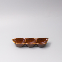 eWholesale Edamame Triple Pod Dish 20cm Chestnut Brown
