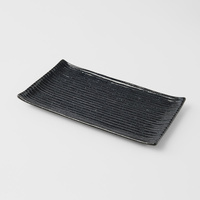 eWholesale 24cm Black Contour Glaze Sushi Plate