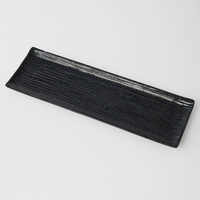 eWholesale 33cm Black Contour Glaze Sashimi Plate