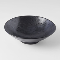 eWholesale Ramen Bowl 24.5cm Black Wave Glaze