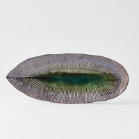 eWholesale Leaf Shaped Plate 32.5x13.5cm Midori Ridge