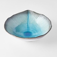 eWholesale Leaf Shape Bowl 24cm Sky Blue Glaze Garden Ornament