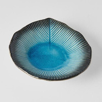 eWholesale Leaf Shape Plate 16cm Sky Blue Glaze