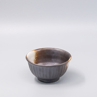 eWholesale Deep Bowl 18cm Black Ridged Glaze
