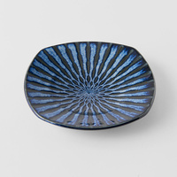 eWholesale Square Plate 18cm Indigo Drip Glaze